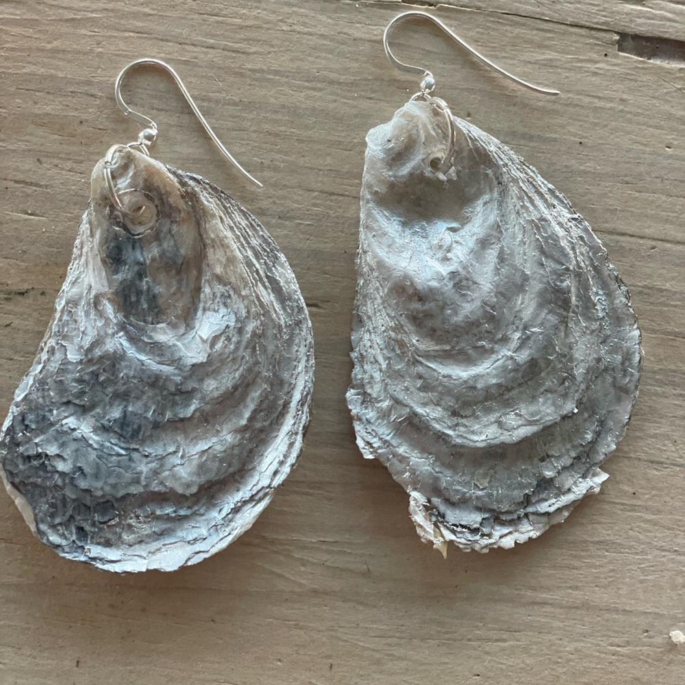Devotionaluxe Oyster Shell Earrings on Sterling Silver $75 New!